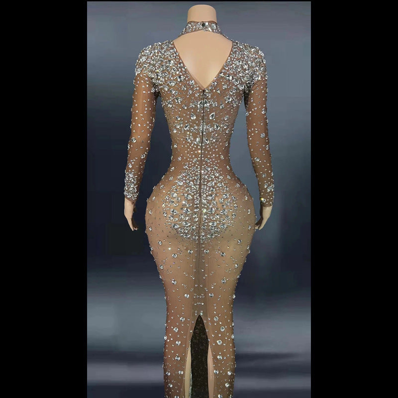 Rhinestone Dress Tight Ball Gown