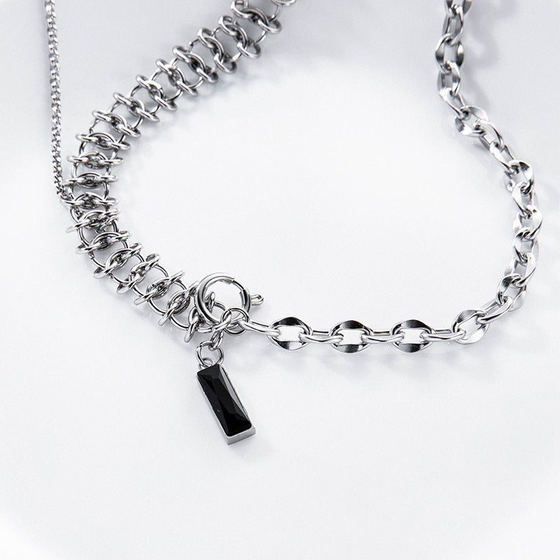 Black Gem Detachable Design Necklace