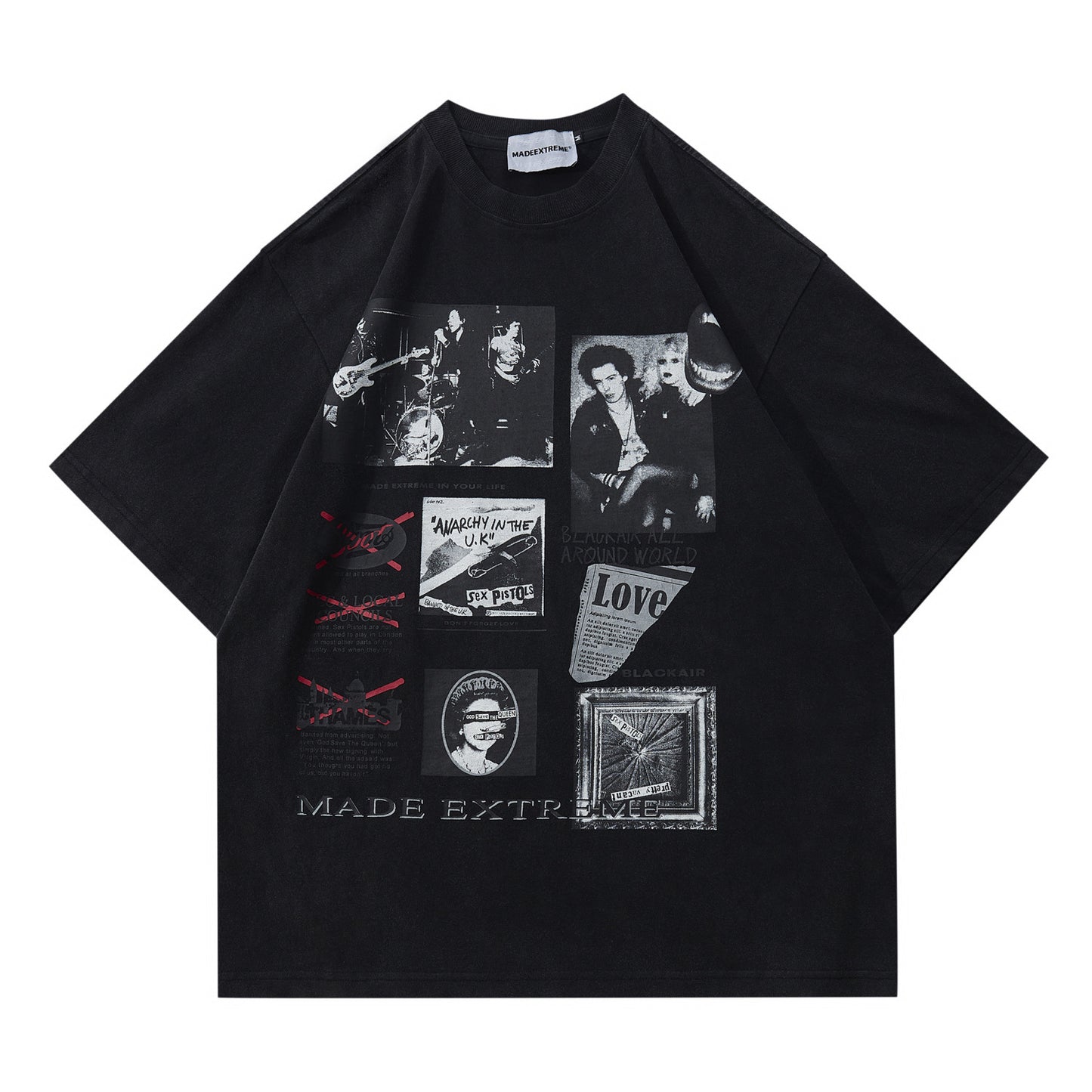 T-shirt à manches courtes et col rond imprimé avec le logo d'une marque de mode.