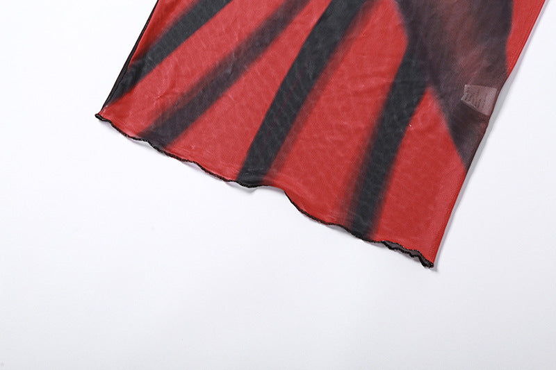 Abito con stampa in rete trasparente alla moda