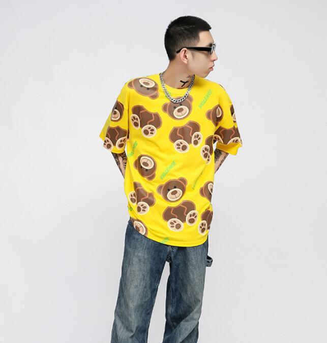 Summer Guillotine Bear Print Loose Cotton Short-sleeved T-shirt Top