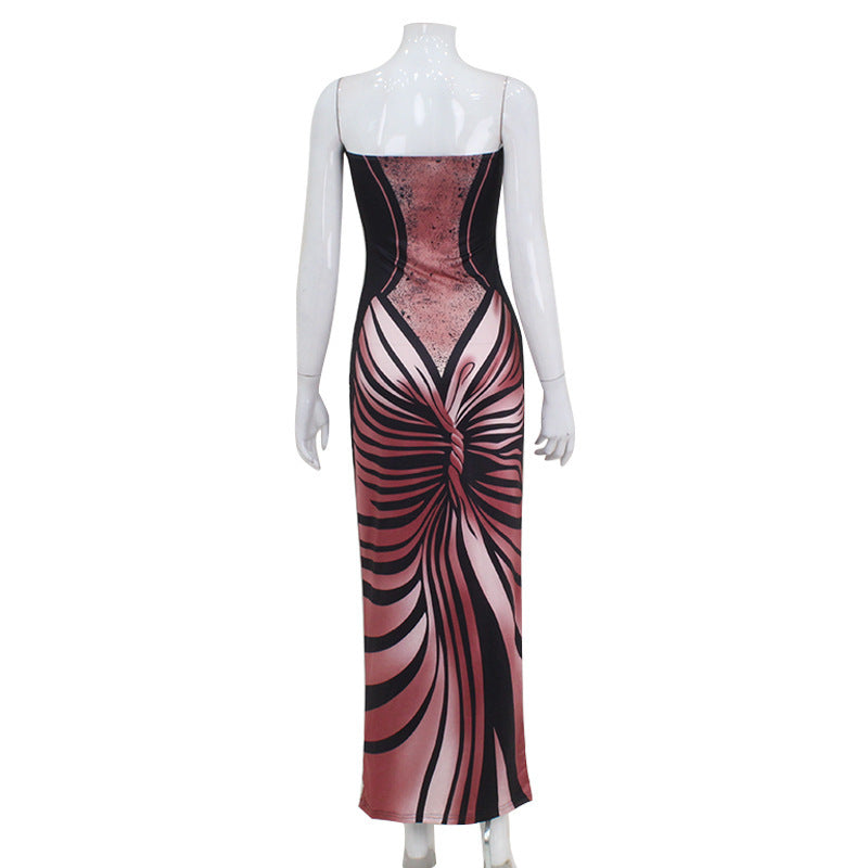 Robe tube à fente haute, robe longue à vêtements de printemps
