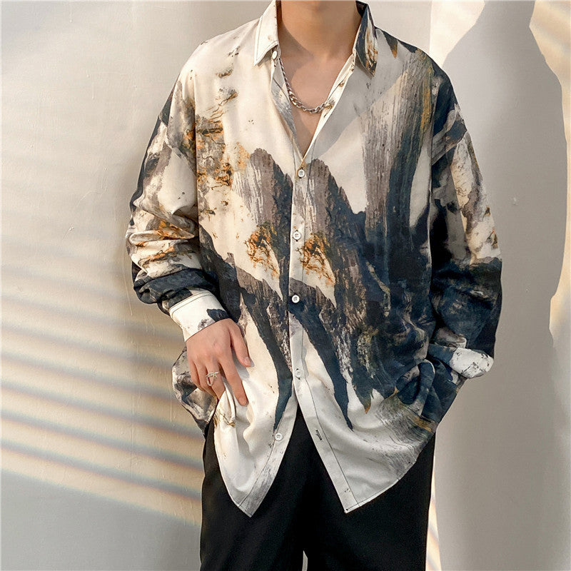 Loose Trend Retro Long-sleeved Floral Shirt