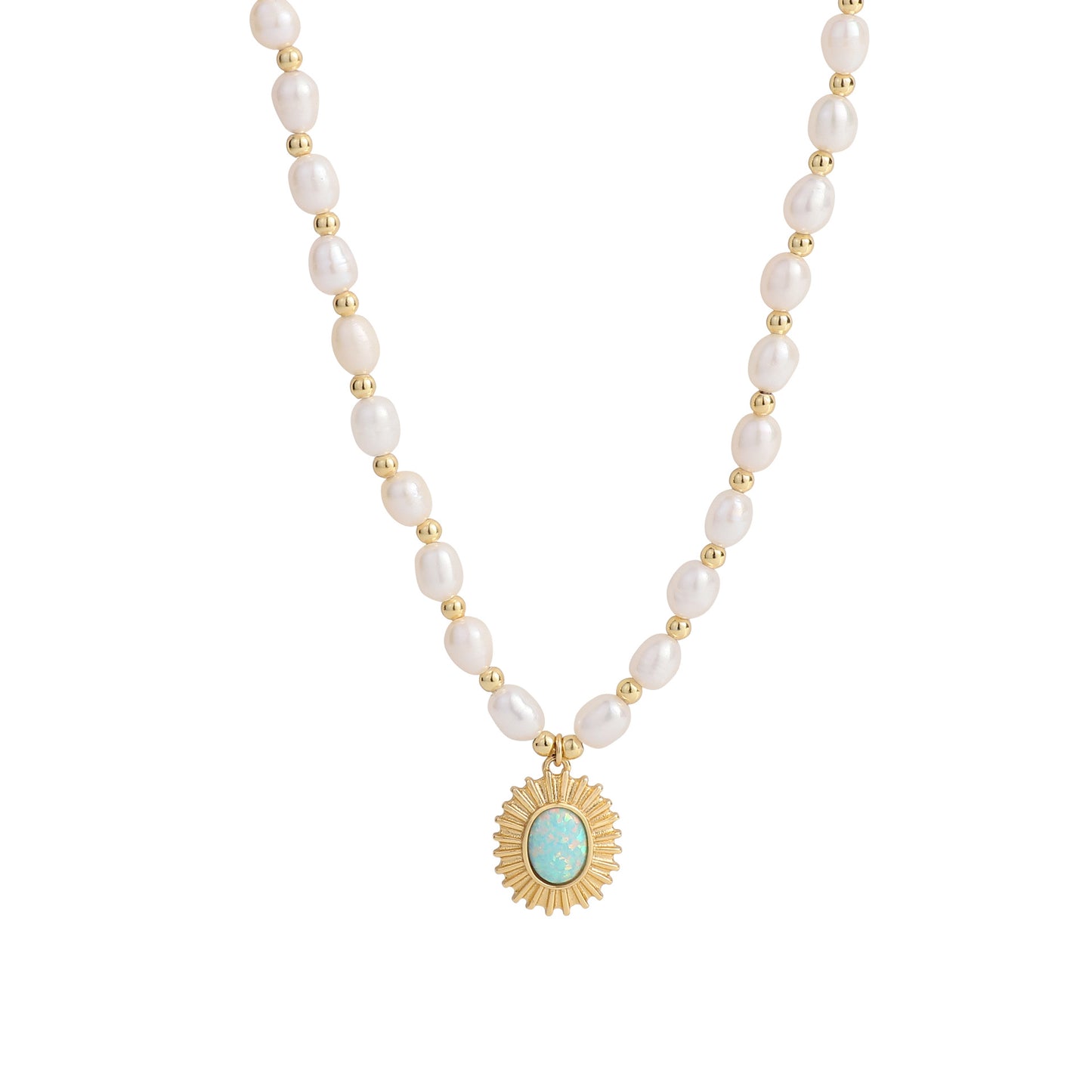 Light Luxury Design Opal Natural Pearl Necklace Sterling Silver