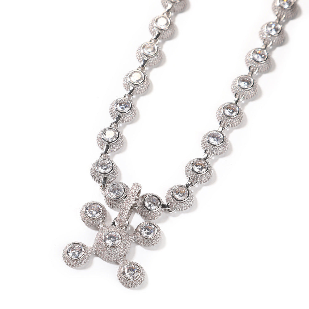 Collier en cuivre incrusté de zircons et de diamants, pendentif décoratif tendance et tendance