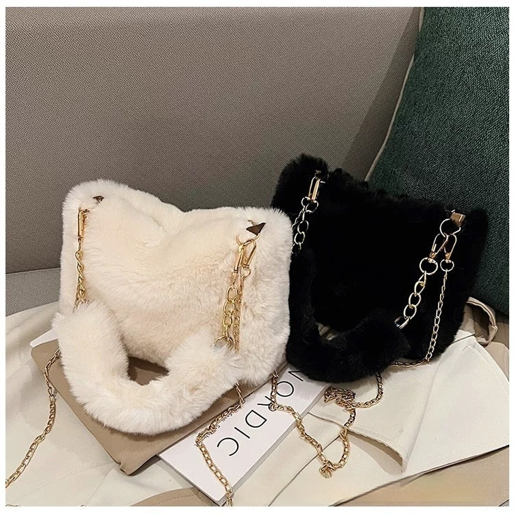 Borsa a tracolla quadrata in peluche