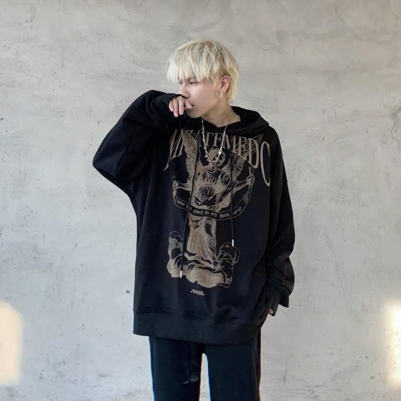 American Retro Minority Angel Printed Hoodie Men And Women