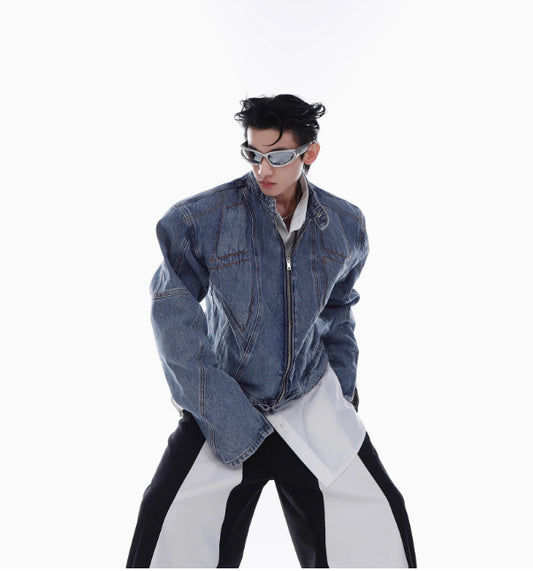 Manteau court en jean style américain pour homme, printemps-automne