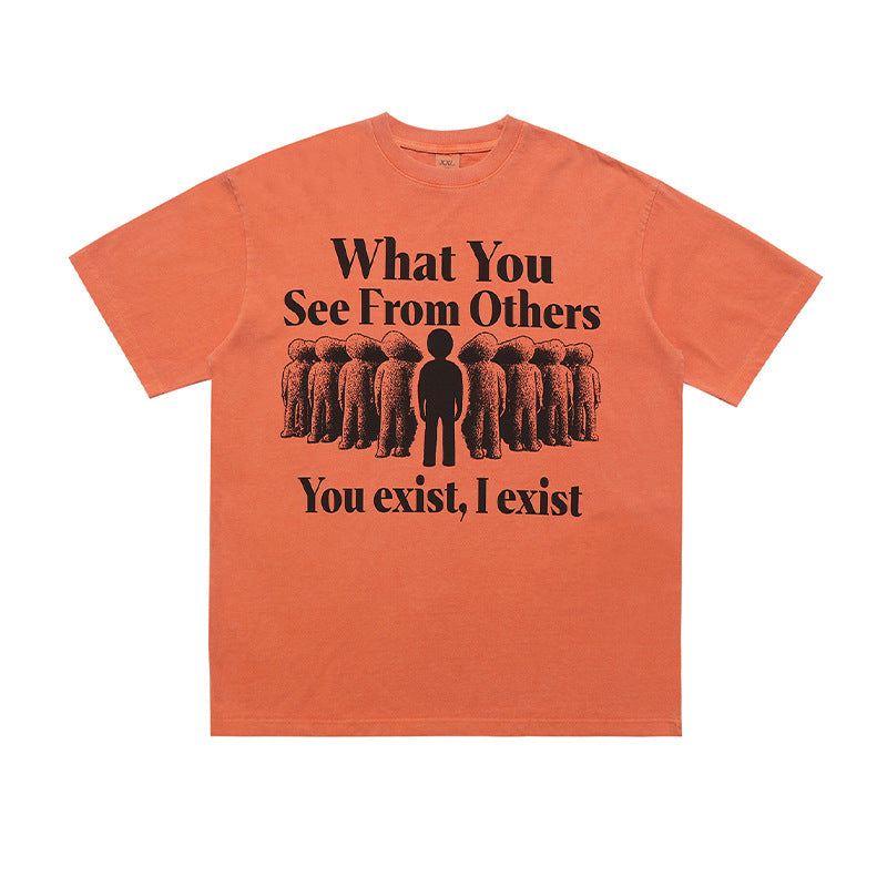 Letter Printed Pure Cotton Loose Short Sleeve T-shirt