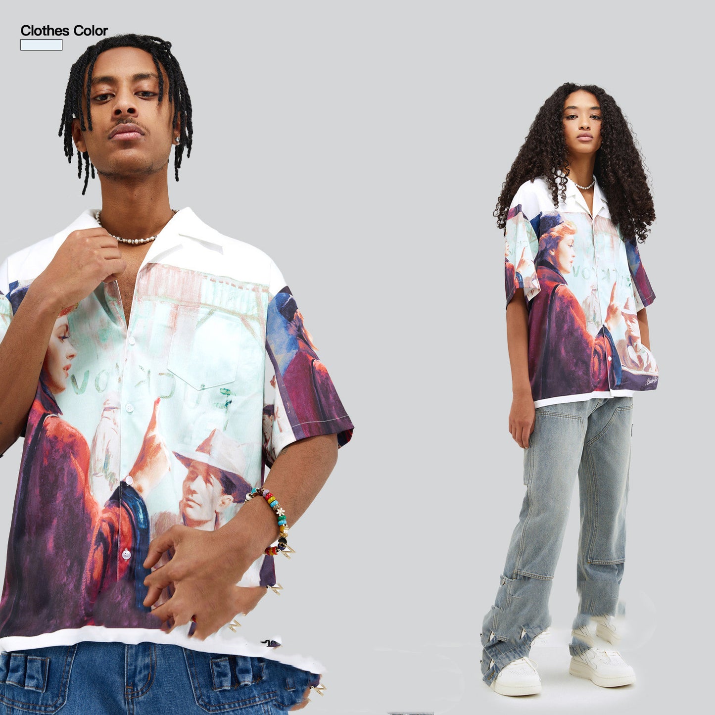 Chemise décontractée ample à manches courtes imprimée