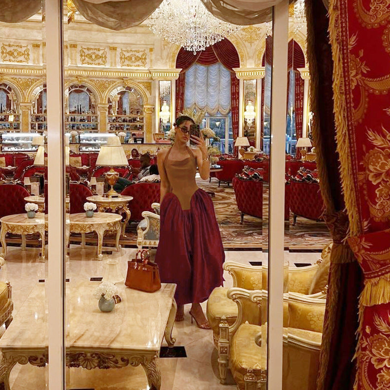 Fashion Vacation Style Halter Lace-up Backless Slim Fit Dress