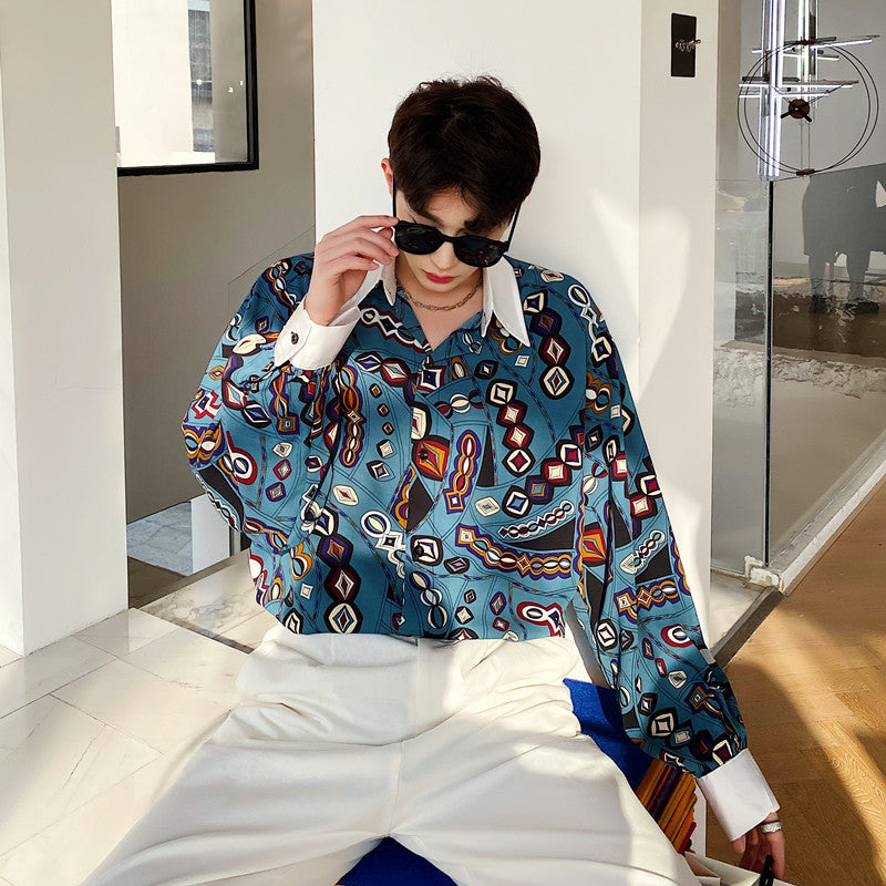 Retro Floral Shirt Trendy Temperament Long Sleeves