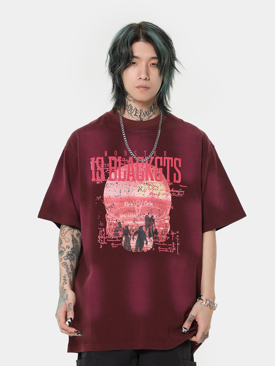 American Retro T-shirt Printing Fashion Brand Short Sleeve