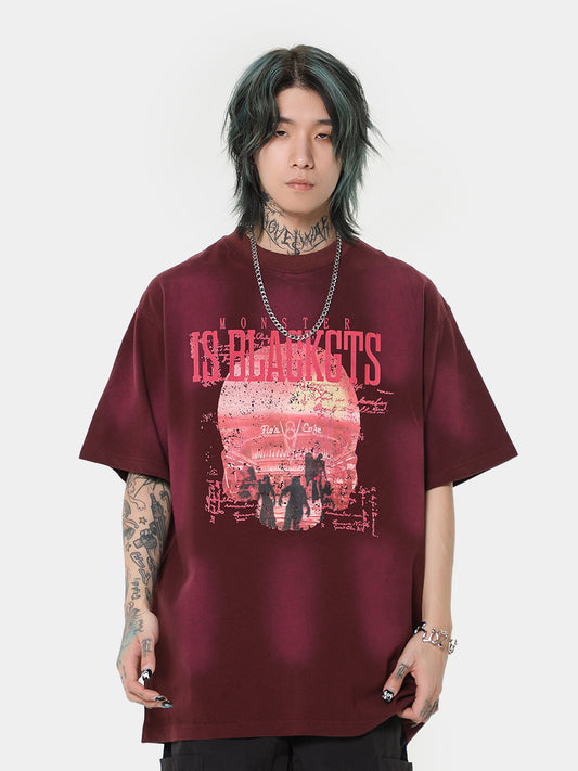 American Retro T-shirt Printing Fashion Brand Short Sleeve