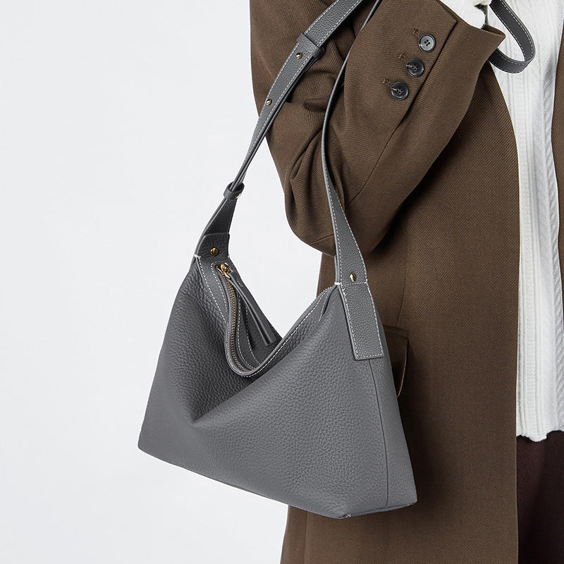 High-grade Sentong Qin All-match Special-interest Design Genuine Leather Shoulder Messenger Bag