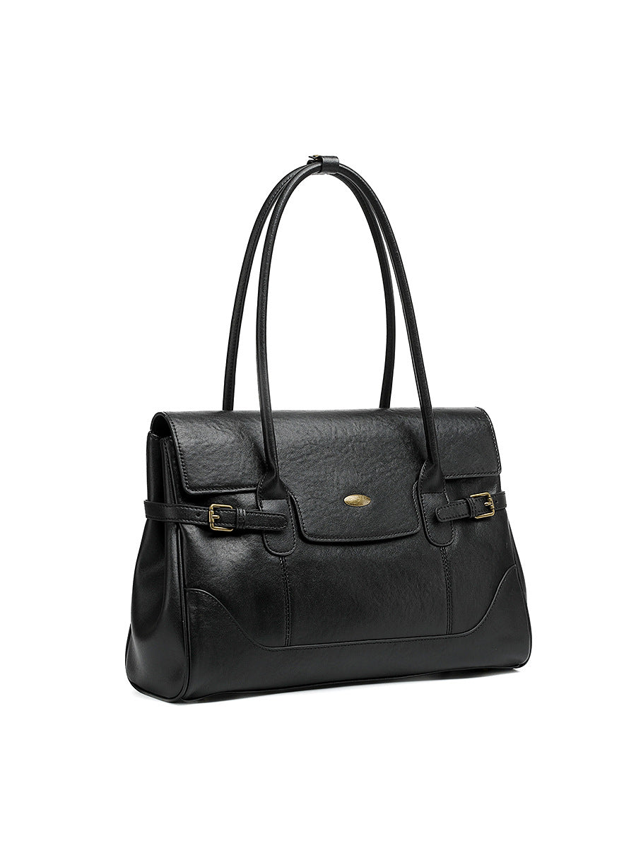 New Commuter Retro Versatile Genuine Leather Underarm Womens Bag