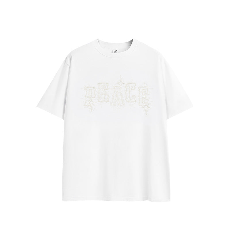 American Foam Puff Print T-shirt Loose Short Sleeve Men