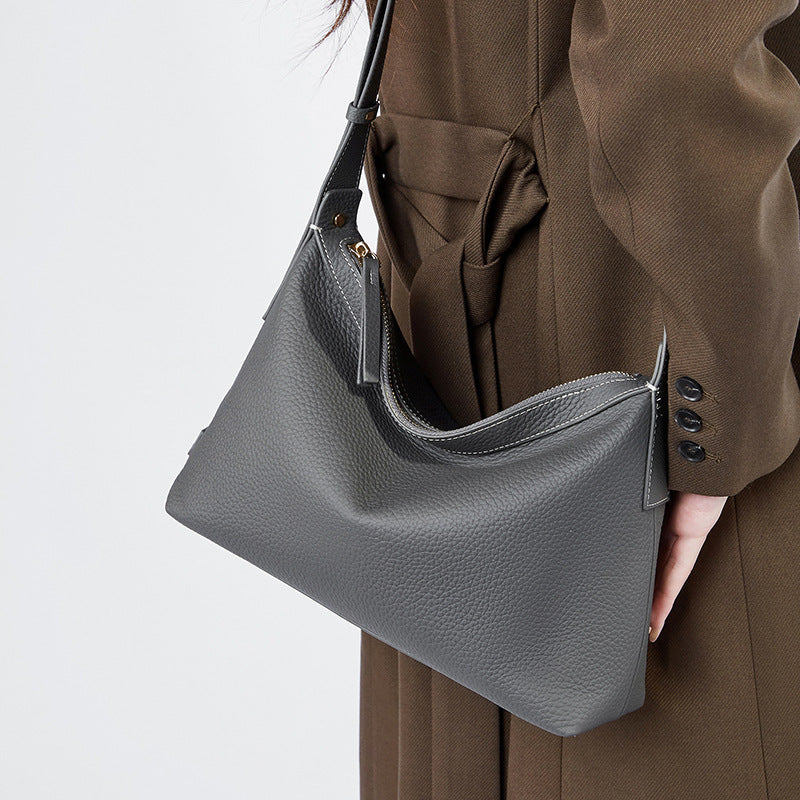 High-grade Sentong Qin All-match Special-interest Design Genuine Leather Shoulder Messenger Bag