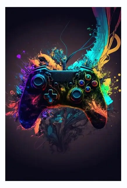 Colourful Neon Gamer Controller Canvas Poster