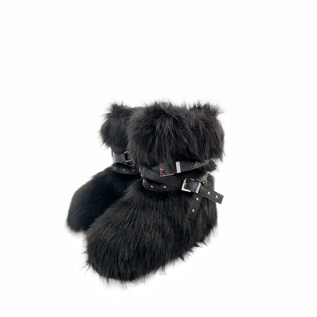 Bottes en laine à rivets, coupe ajustée, couleur foncée, à lacets