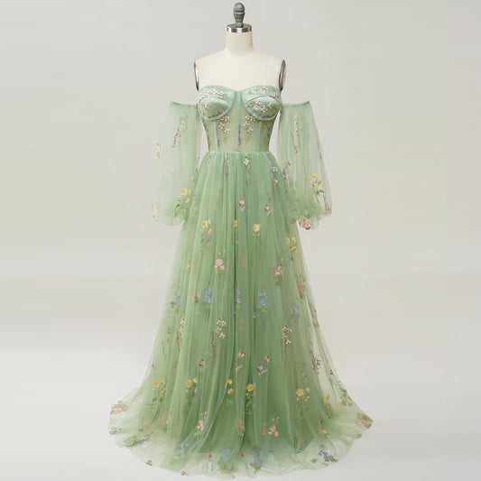 Floral One Shoulder Strapless Dress