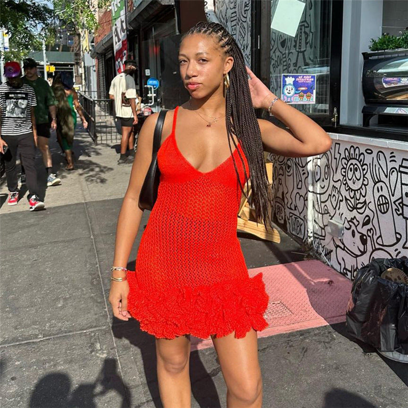 V-neck Low-cut High Waist Bud Dress