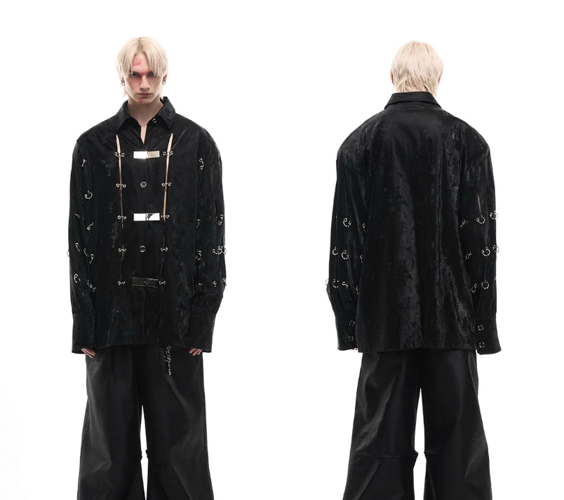 Heavy Niche Metal Buckle Hollow Sense Of Design Shirt