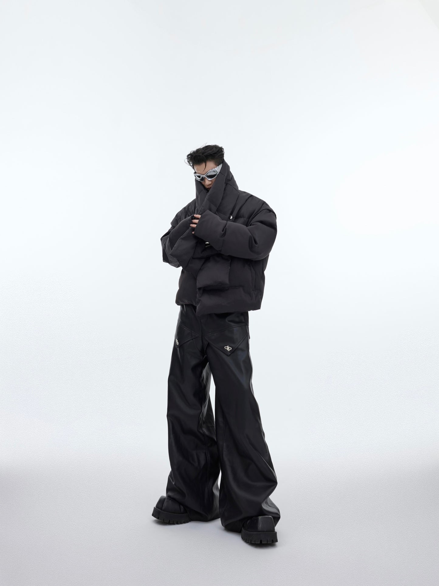 White Duck Down Stand-up Collar Down Jacket Scarf Design Short Thickened Coat