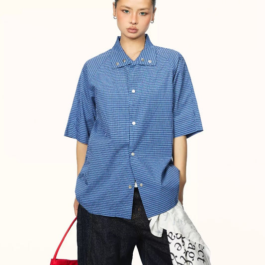 Chemise décontractée ample, style rétro américain haut de gamme, pour l'été.