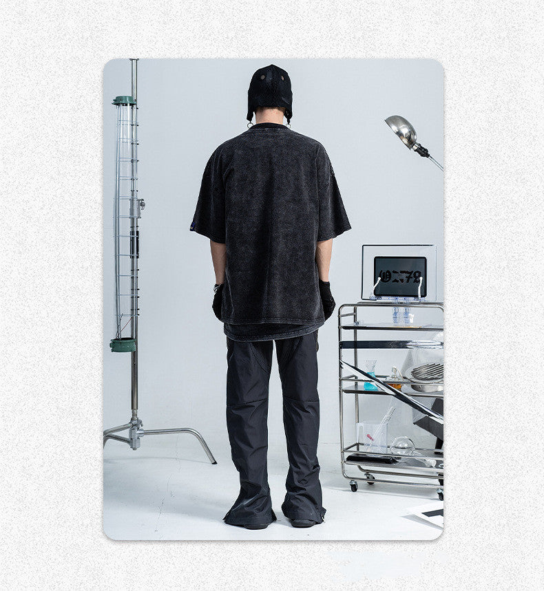 Vintage Dark Wash Distressed Short Sleeves