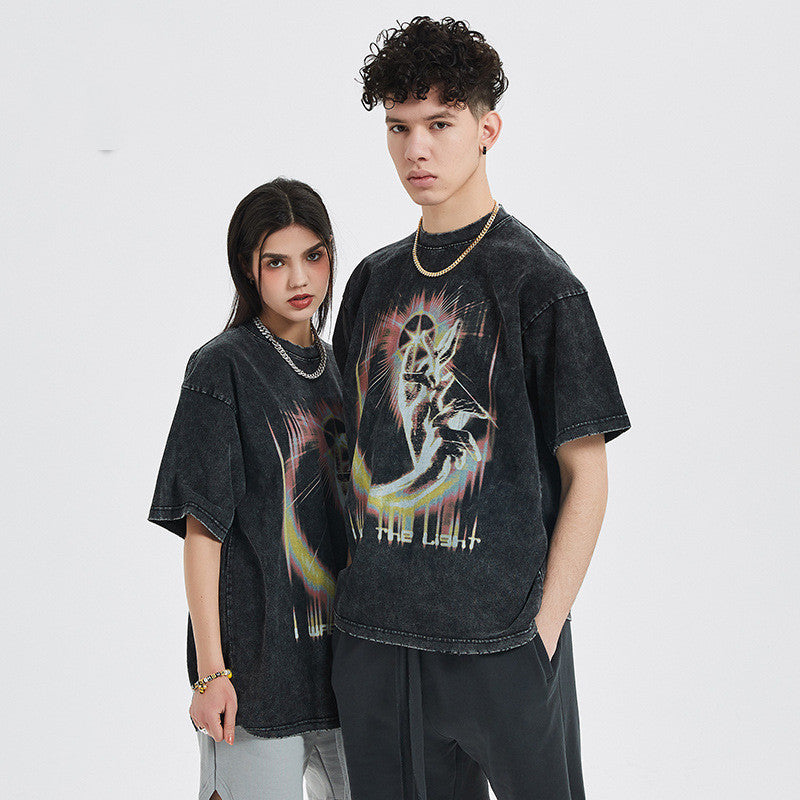 Vintage Old Print Short-sleeved T-shirt