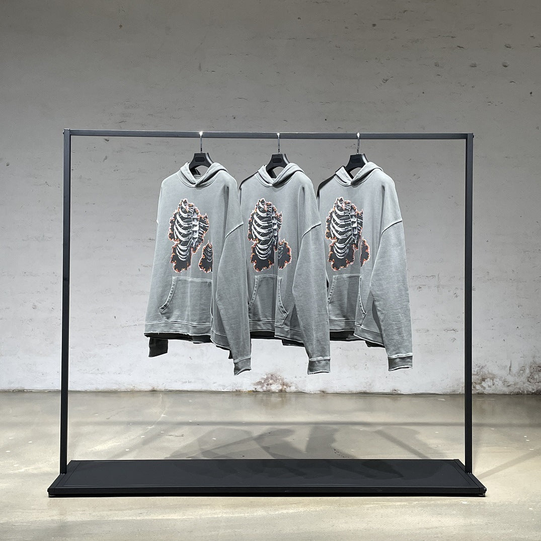 Felpa stampata con cappuccio largo