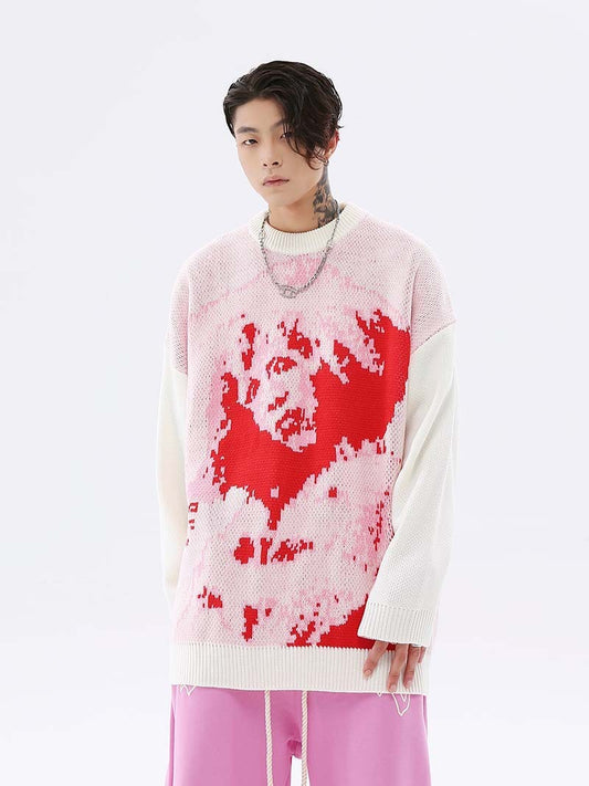 High Street Character Full Print Jacquard Crew Neck Sweater