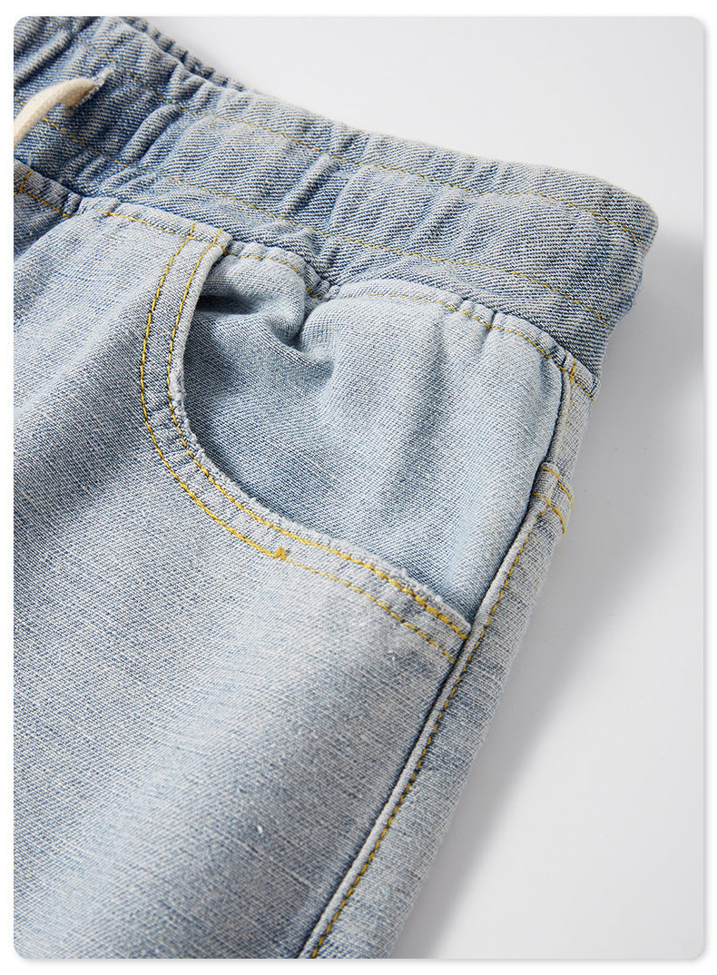 Men's High Street Wash Ripped Wide Leg Jeans