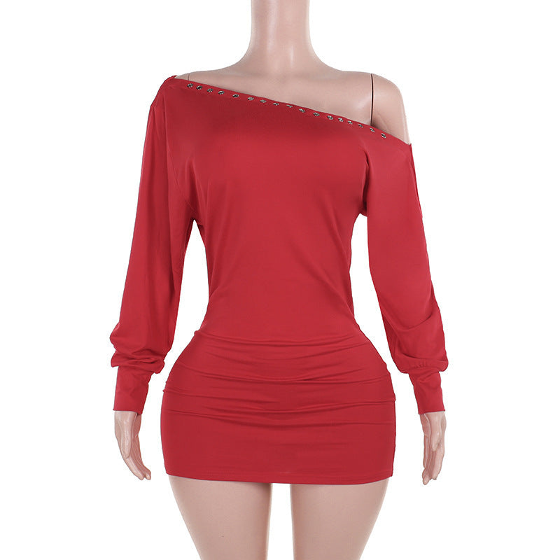 Fashionable Shoulder Long Sleeve Dress