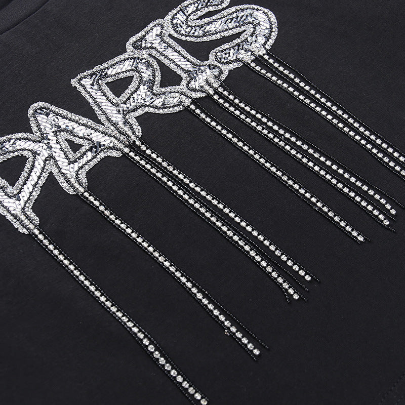 T-shirt à col rond et manches courtes avec inscription « Hot Diamond » pour femme