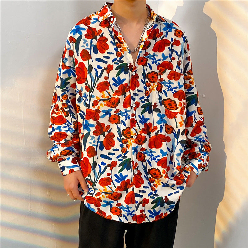 Loose Vintage Floral Shirt Long Sleeve