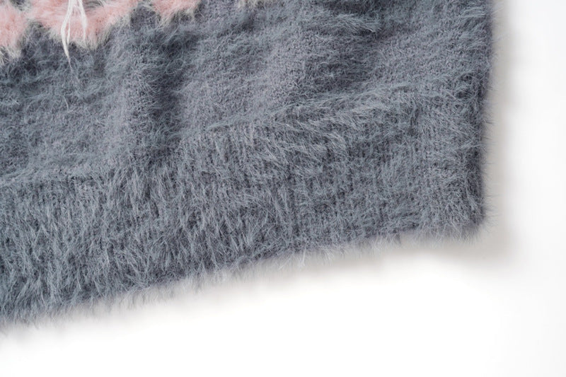 Pull en maille à lettres et pompons pour homme, style rétro, marque contrastée.