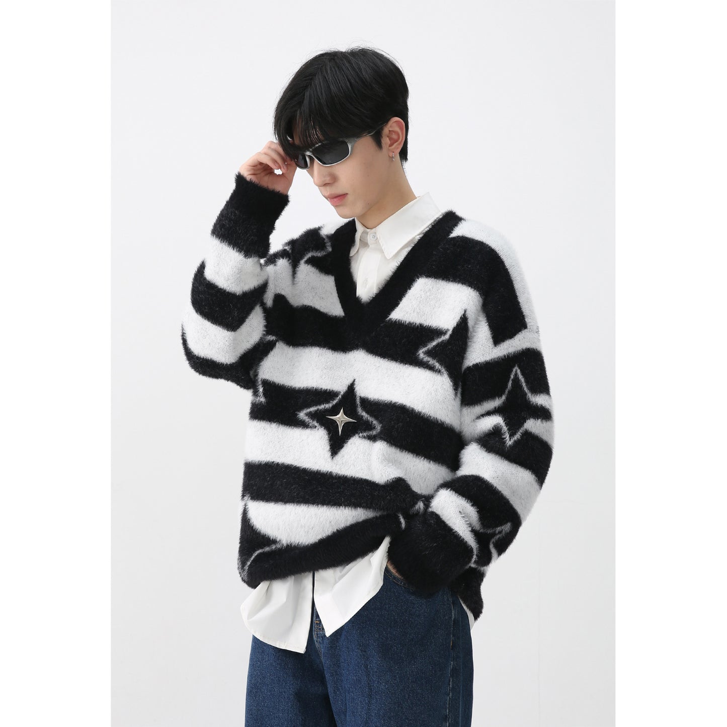 Nouveau pull rayé à manches longues pour homme