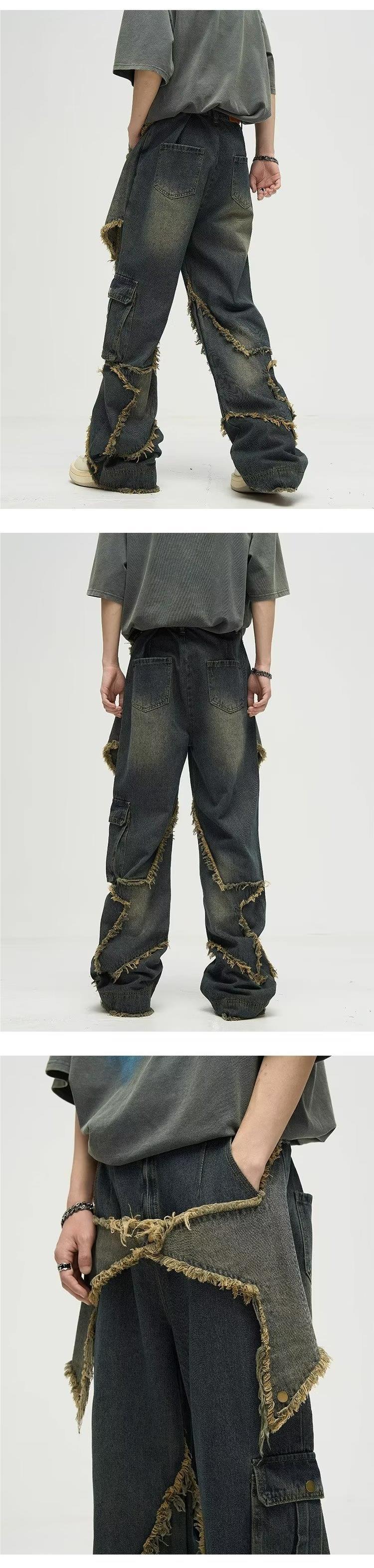 Plus Size Retro Straight Loose Wide-leg Workwear Jeans